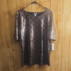 LuLaRoe Black and Gold Sequin Blouse